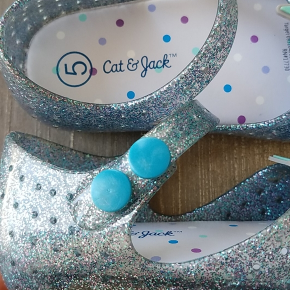 Cat and Jack Unicorn Blue Sparkle Jellies - Picture 5 of 7